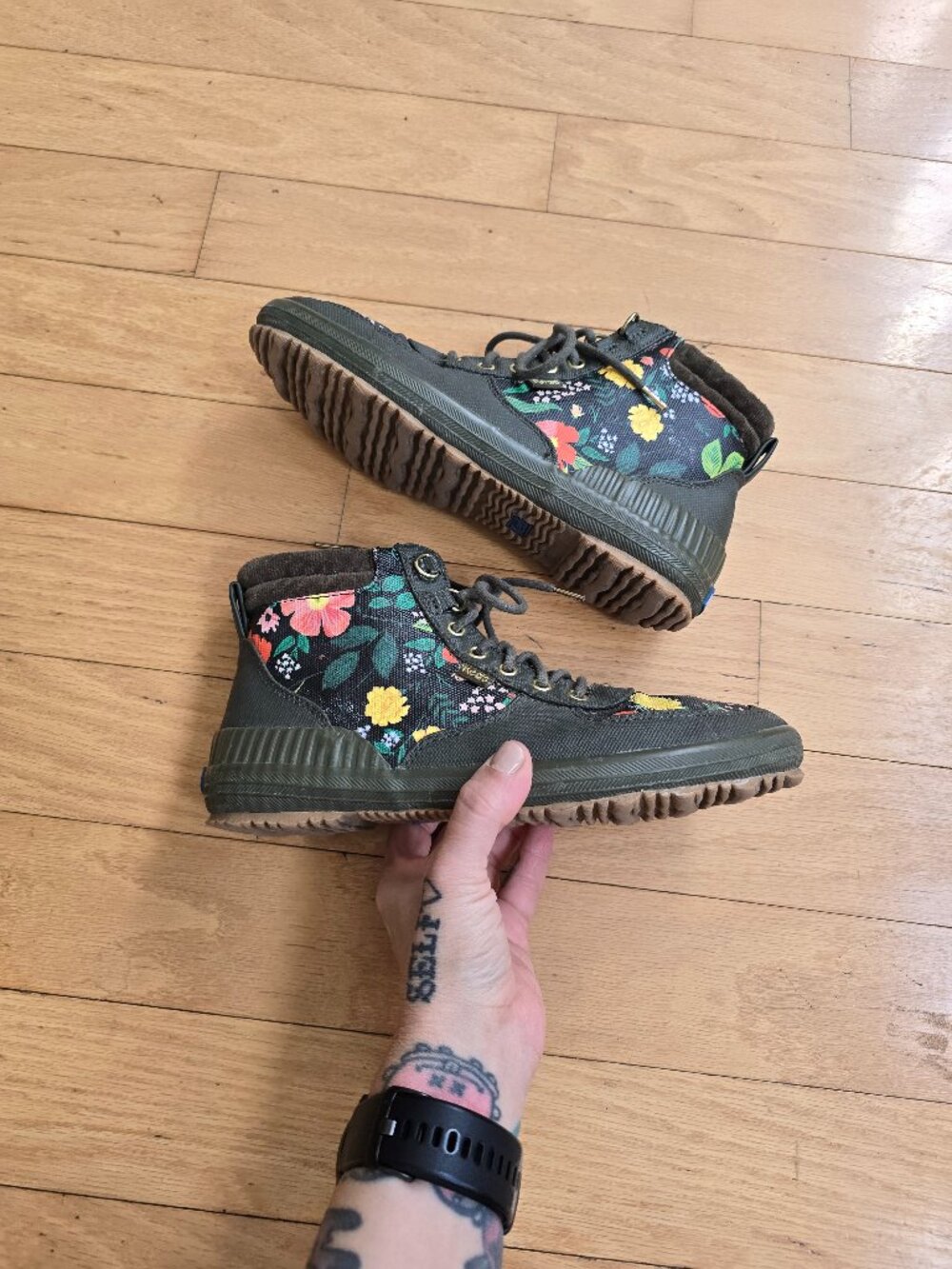 Keds x Rifle PaperCo | Scout boho floral green water resistant boots | WMS 7